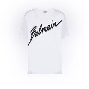 Balmain White Tee with Black Script